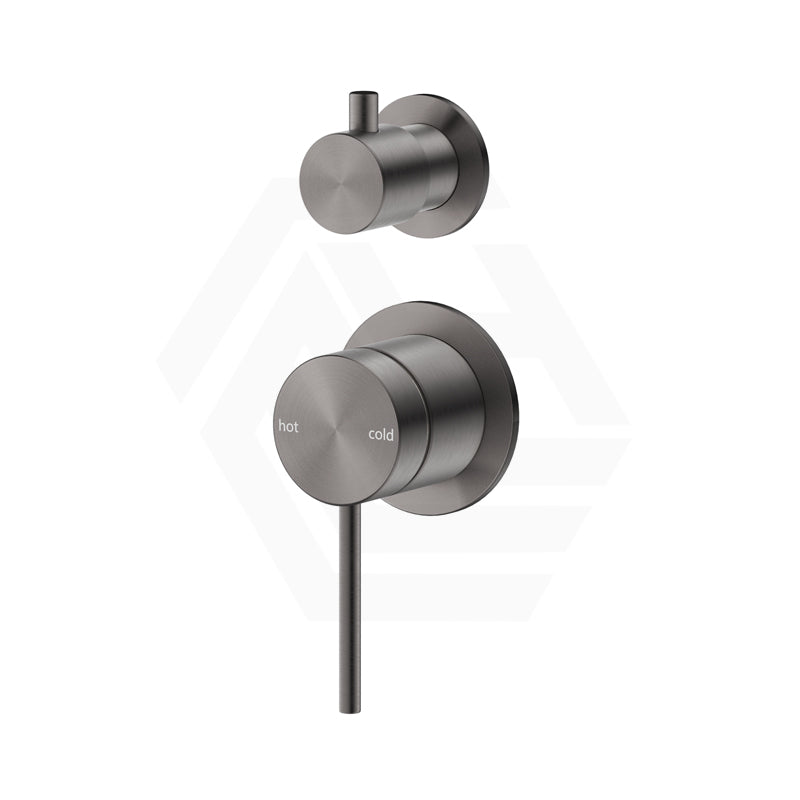Bella Vista Mica Stainless Steel Shower Wall Diverter Mixer with Separate Round Plates Gunmetal Grey