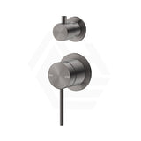 Bella Vista Mica Stainless Steel Shower Wall Diverter Mixer with Separate Round Plates Gunmetal Grey