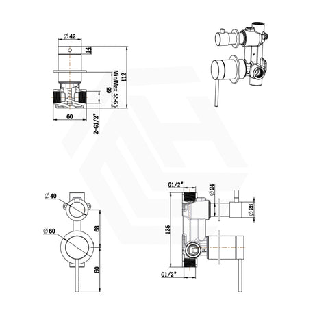 Bella Vista Mica Stainless Steel Shower Wall Diverter Mixer with Separate Round Plates Variant Colour Available
