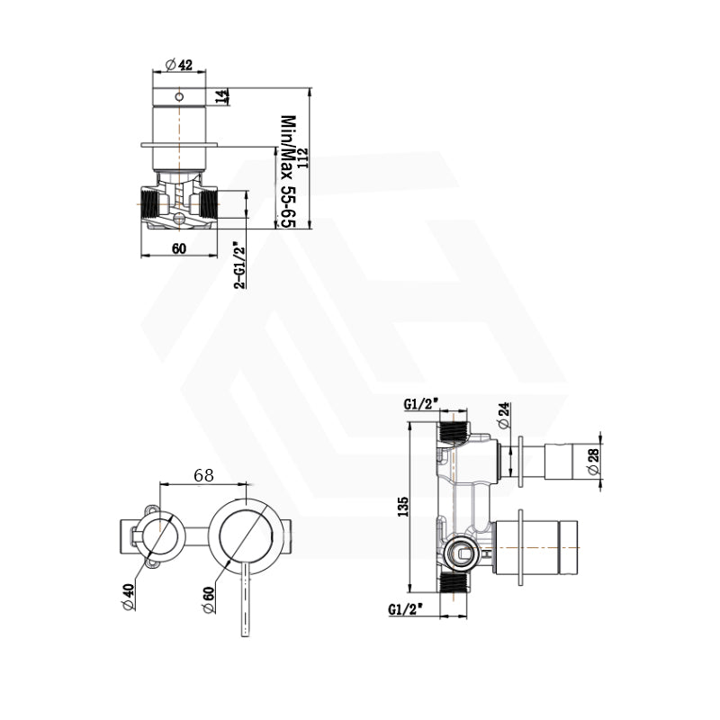 Bella Vista Mica Stainless Steel Shower Wall Diverter Mixer Sideways Variant Colour Available