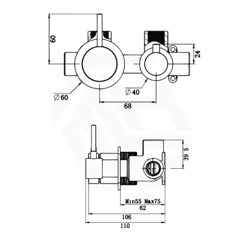Bella Vista Mica Shower Wall Diverter Mixer Sideways Trim Kit Only with Upwards Handle Variant Colour Available