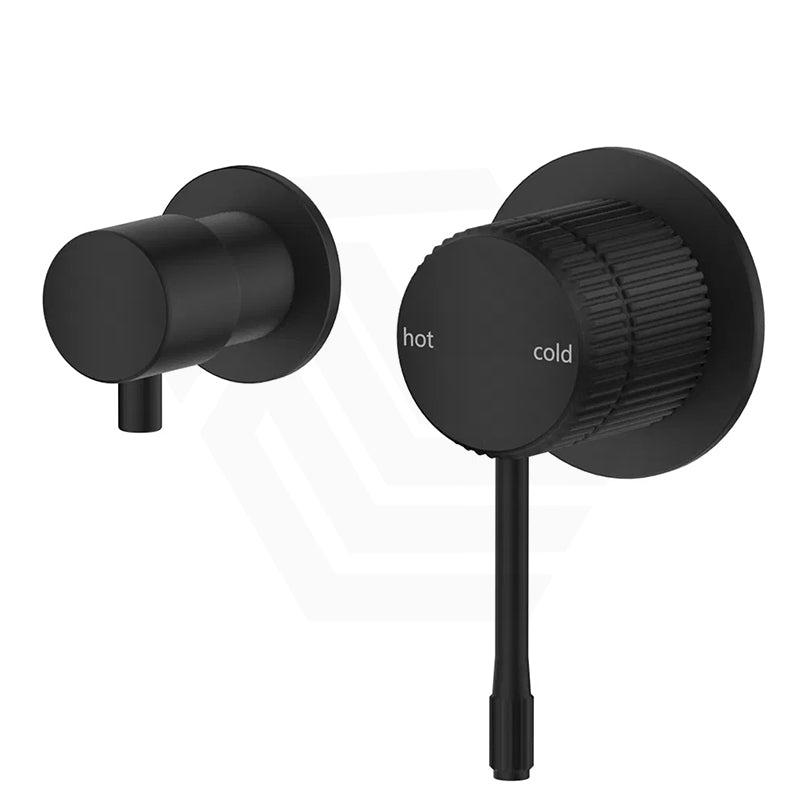 Matt Black Bella Vista Mica Fluted Stainless Steel Shower Wall Mixer Diverter Set