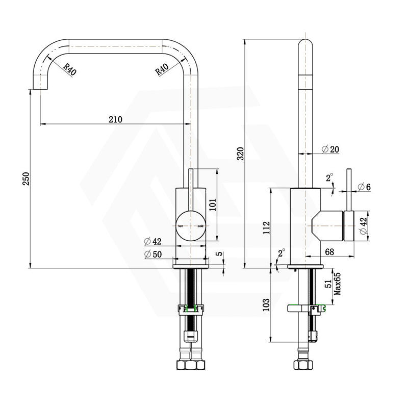 Bella Vista Mica Soft-Square Stainless Steel Sink Mixer Variant Colour Available