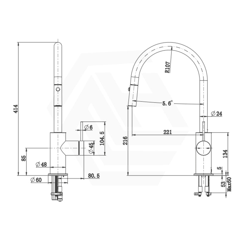 Bella Vista Mica Fluted Stainless Steel Pull-Out Gooseneck Sink Mixer Variant Colour Available
