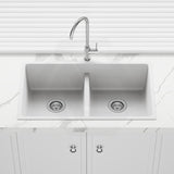 790x460x250mm Bella Vista Fomos Granite Stone Kitchen Sink Double Bowls Top/Undermount - White