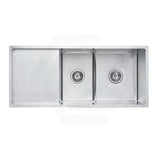 1000x440x250mm Bella Vista Luminare 1.2mm Top/Undermount Double Bowls Kitchen Sink with Drainer Board Stainless Steel