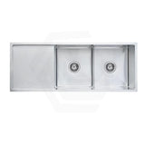 1150x440x250mm Bella Vista Luminare 1.2mm Top/Undermount Double Bowls Kitchen Sink with Drainer Board Stainless Steel