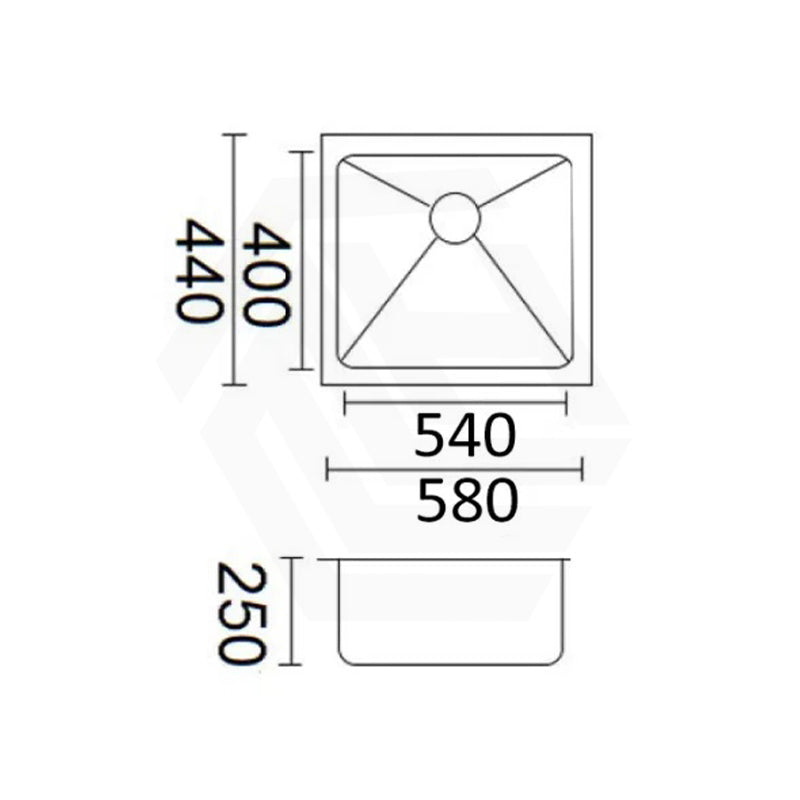 580x440x250mm Bella Vista Luminare 1.2mm Top/Undermount Single Bowl Kitchen Sink Stainless Steel - Colour Available