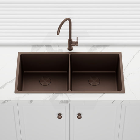 760x440x250mm Bella Vista Luminare 1.2mm Top/Undermount Double Bowls Kitchen Sink Stainless Steel - Colour Available