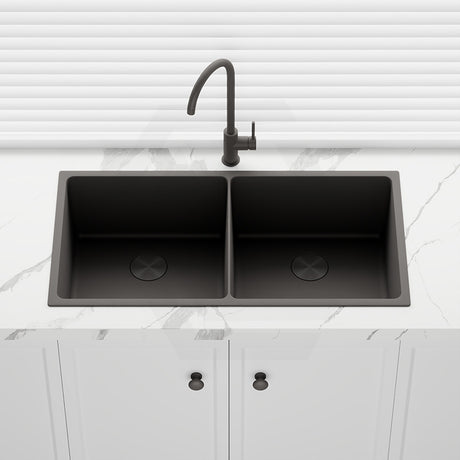 760x440x250mm Bella Vista Luminare 1.2mm Top/Undermount Double Bowls Kitchen Sink Stainless Steel - Colour Available