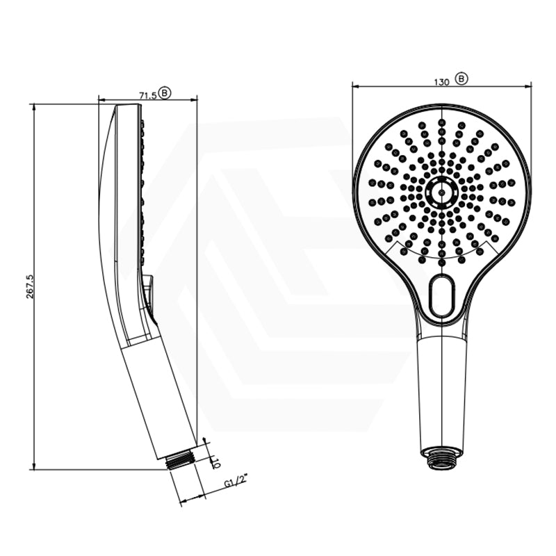 Bella Vista Mica Round ABS Air 3 Functions Shower Handheld Only Available In Colors