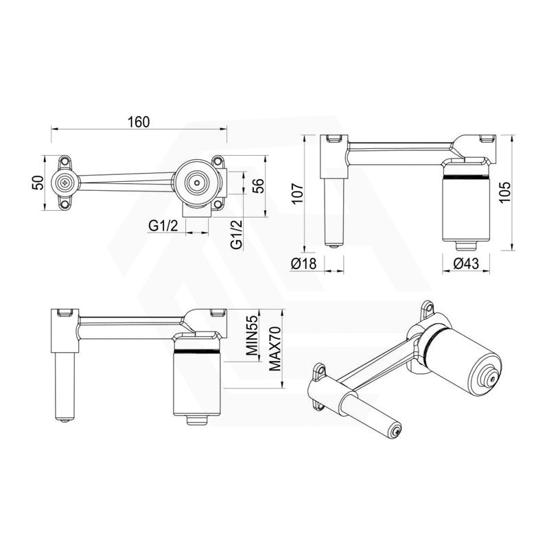 Bella Vista Wall Mixer with Spout Inwall Body Only