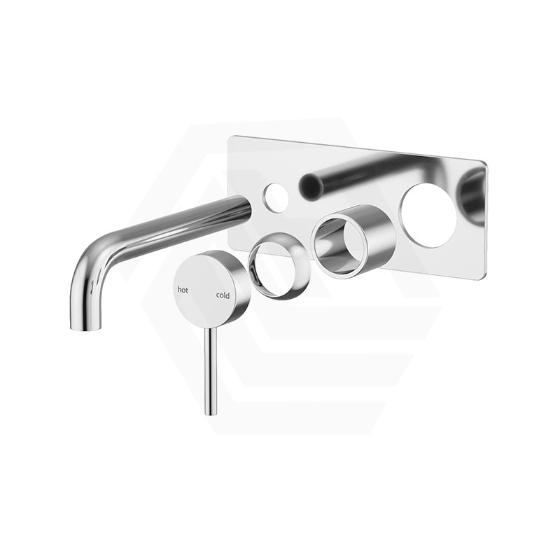 Bella Vista Mica 185mm Stainless Steel Wall Mixer with Spout Rectangle Back Plate Variant Colour Available
