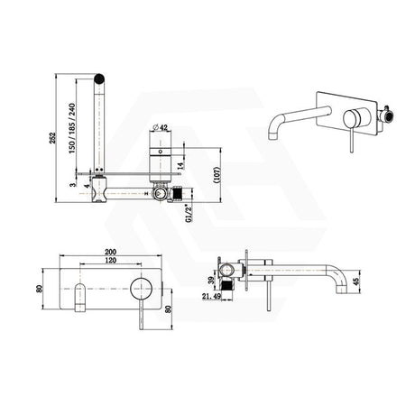 Bella Vista Mica Wall Mixer with Spout Rectangle Back Plate 1P TRIM KIT Only Variant Colors Available