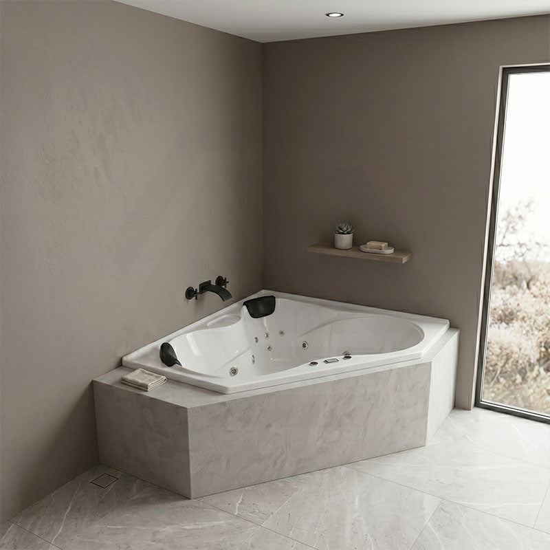 Broadway Alcazar Spa Bathtub Corner Drop-in Tub 1510x1510x500mm - Gloss White