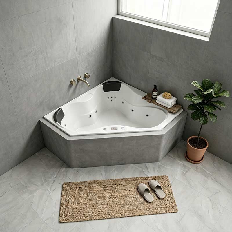 Broadway Alcazar Spa Bathtub Corner Drop-in Tub 1510x1510x500mm - Gloss White