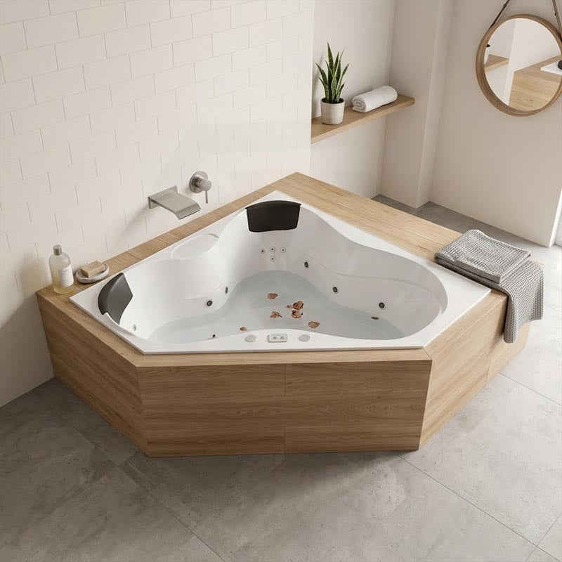 Broadway Alcazar Spa Bathtub Corner Drop-in Tub 1510x1510x500mm - Gloss White