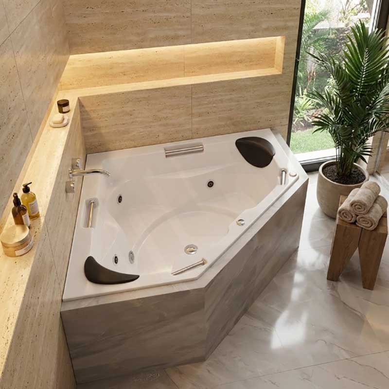 Broadway Alhambra Spa Bathtub Corner Drop-in Tub with Jets 1490x1490x550mm - Gloss White