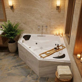 Broadway Alhambra Spa Bathtub Corner Drop-in Tub with Jets 1490x1490x550mm - Gloss White