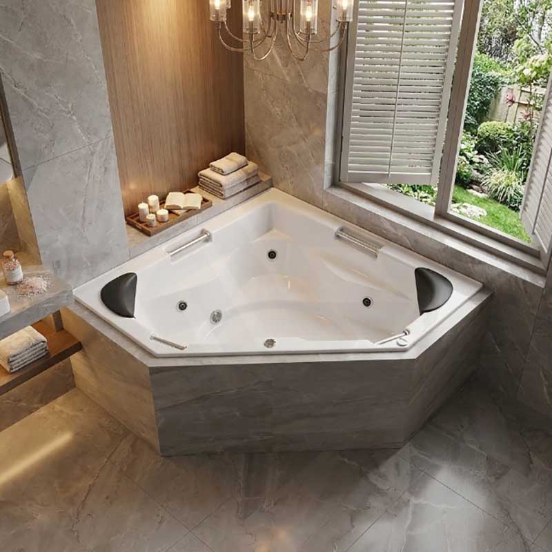 Broadway Alhambra Spa Bathtub Corner Drop-in Tub with Jets 1490x1490x550mm - Gloss White