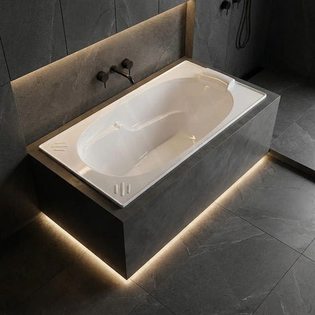 Broadway Alita Bath Rectangle Acrylic Drop In Bathtub 1360x700x470mm - Gloss White