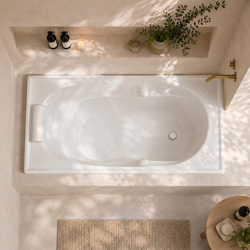 Broadway Alita Bath Rectangle Acrylic Drop In Bathtub 1360x700x470mm - Gloss White
