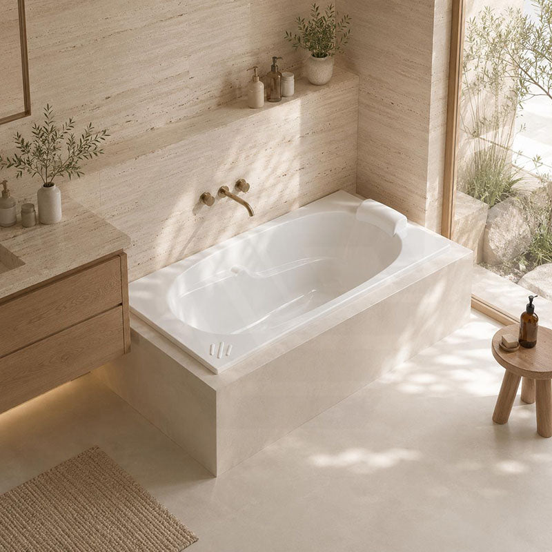 Broadway Alita Bath Rectangle Acrylic Drop In Bathtub 1360x700x470mm - Gloss White