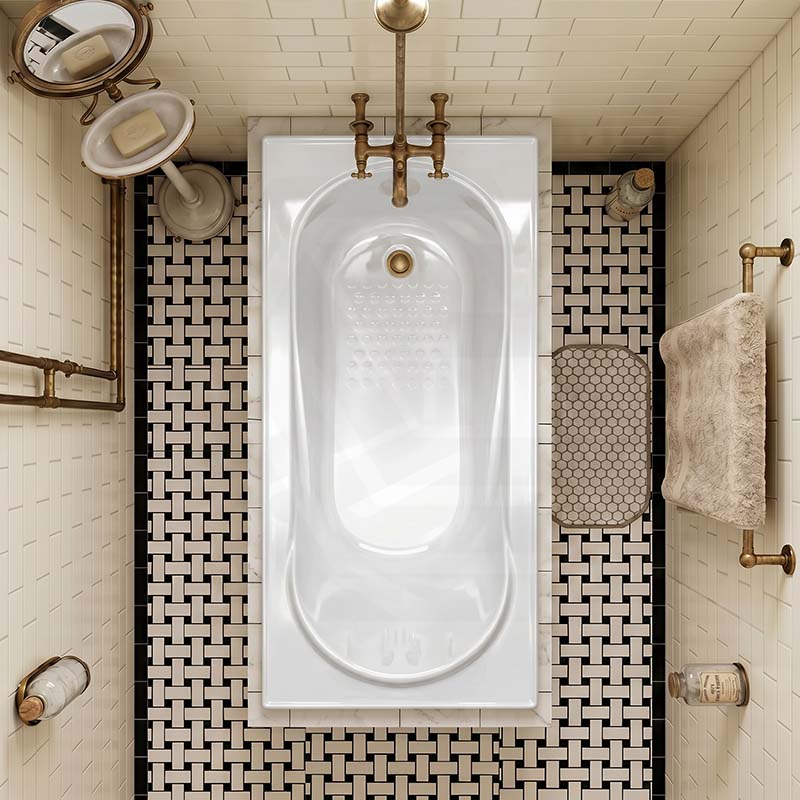 Broadway Allura Bath Rectangle Acrylic Drop In Bathtub 1220/1530/1670/1800mm - Gloss White