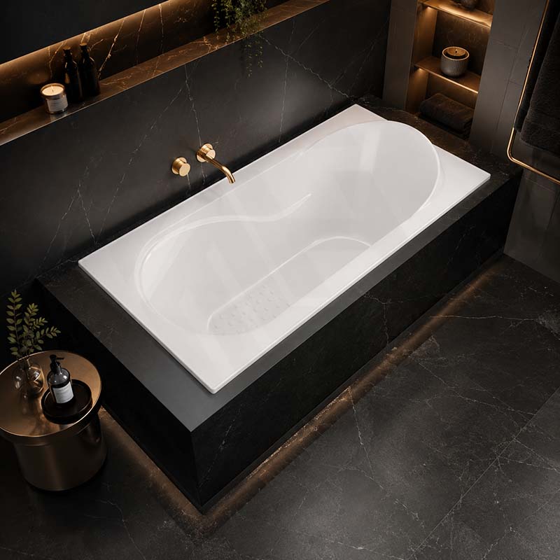 Broadway Allura Bath Rectangle Acrylic Drop In Bathtub 1220/1530/1670/1800mm - Gloss White