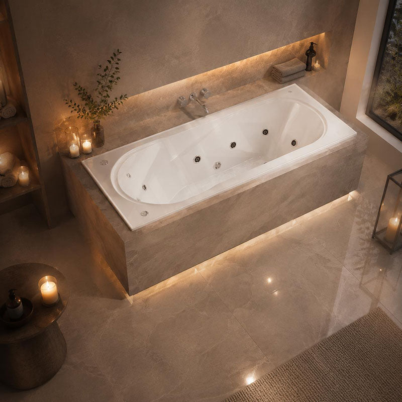 Broadway Allura Spa Bathtub Rectangula Drop-in Tub 1530/1670/1800x740x450mm - Gloss White