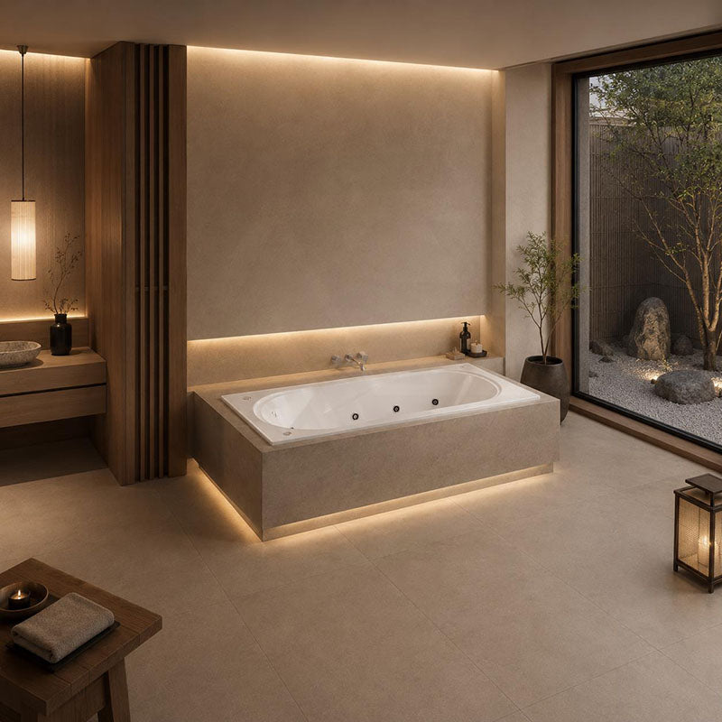 Broadway Allura Spa Bathtub Rectangula Drop-in Tub 1530/1670/1800x740x450mm - Gloss White