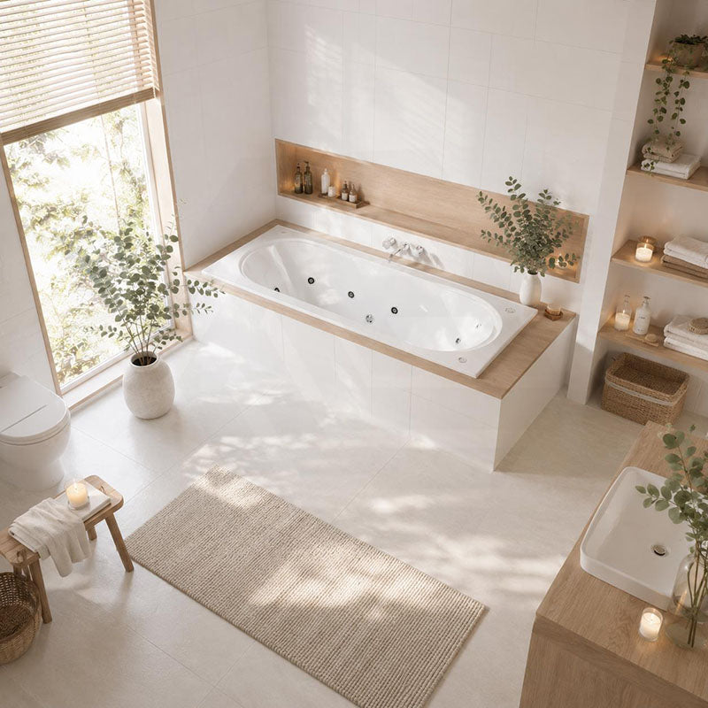 Broadway Allura Spa Bathtub Rectangula Drop-in Tub 1530/1670/1800x740x450mm - Gloss White