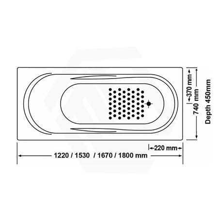 Broadway Allura Bath 1220/1530/1670/1800mm Rectangle Acrylic Drop In Bathtub Gloss White