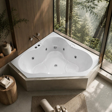 Broadway Almina Spa Bathtub Corner Drop-in Tub with Jets 1285x1285x455mm - Gloss White