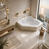 Broadway Almina Spa Bathtub Corner Drop-in Tub with Jets 1285x1285x455mm - Gloss White