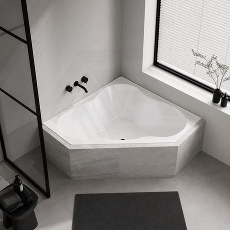 Broadway Almina&Zamora Bath Clover Acrylic Corner Drop In Bathtub 1285/1485mm - Gloss White