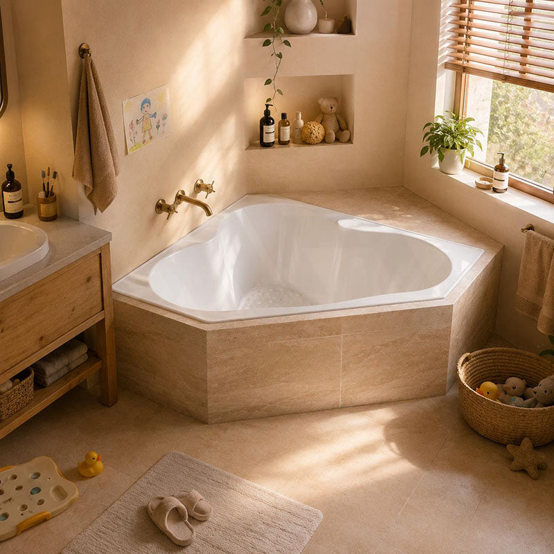 Broadway Almina&Zamora Bath Clover Acrylic Corner Drop In Bathtub 1285/1485mm - Gloss White