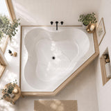 Broadway Almina&Zamora Bath Clover Acrylic Corner Drop In Bathtub 1285/1485mm - Gloss White