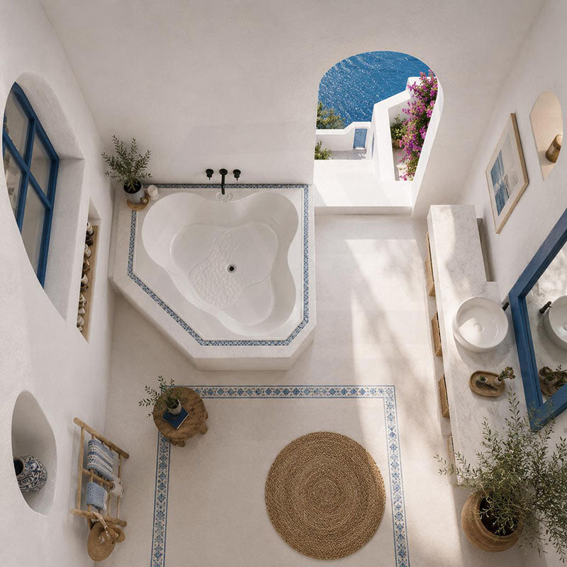 Broadway Almina&Zamora Bath Clover Acrylic Corner Drop In Bathtub 1285/1485mm - Gloss White
