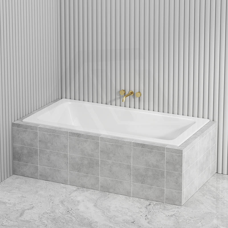 Broadway Alpha Bath 1490/1700/1795mm Rectangle Acrylic Drop In Bathtub Gloss White With Non-slip Base & Tiling Bead Available
