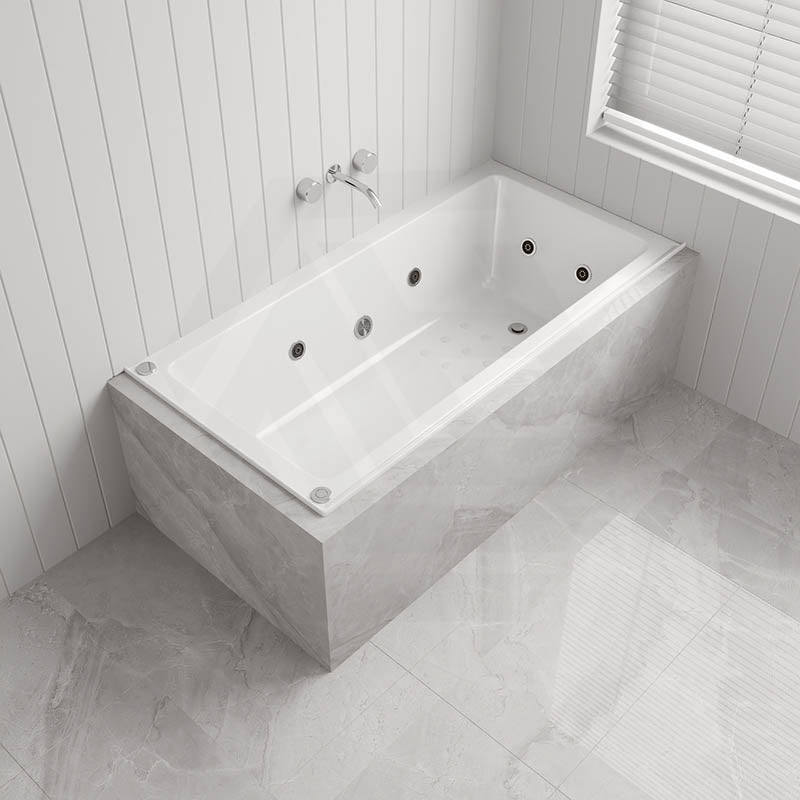 Broadway Alpha B Spa Bath With Non-slip Base & Tiling Bead 1490/1700/1800x750x470mm Rectangula Drop-in Tub Shower Screen Friendly