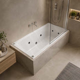 Broadway Alpha B Spa Bath With Non-slip Base & Tiling Bead Drop-in Tub Shower Screen Friendly 1490/1700/1800x750x470mm - Gloss White