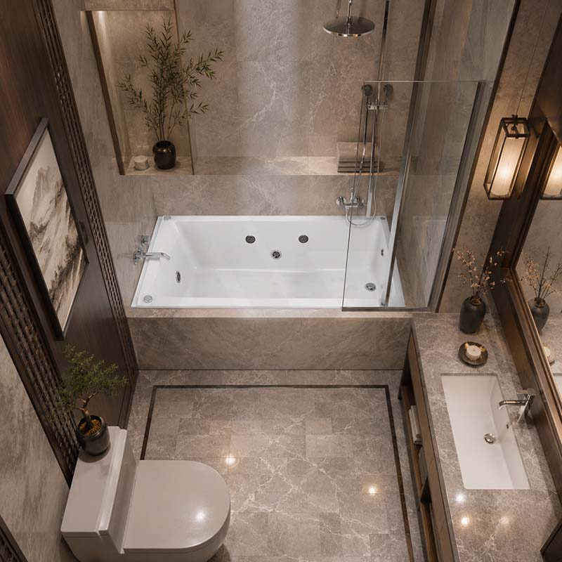 Broadway Alpha B Spa Bath With Non-slip Base & Tiling Bead Drop-in Tub Shower Screen Friendly 1490/1700/1800x750x470mm - Gloss White