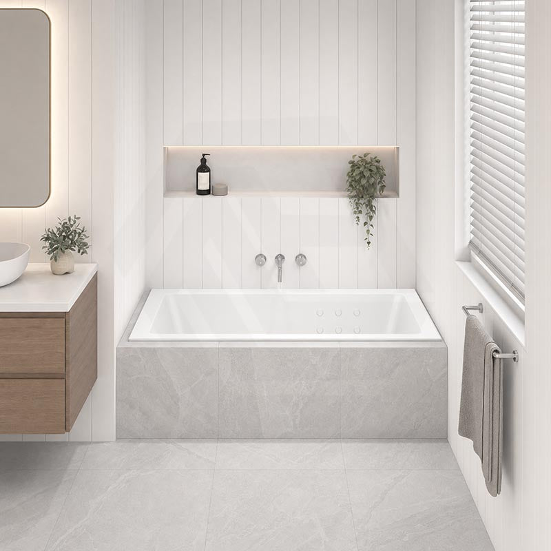 Broadway Alpha Bath Rectangle Acrylic Drop In Bathtub With Non-slip Base & Tiling Bead Available 1490/1700/1800mm Gloss White