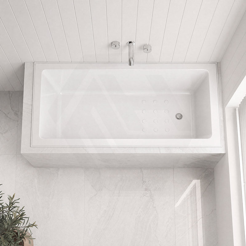 Broadway Alpha Bath Rectangle Acrylic Drop In Bathtub With Non-slip Base & Tiling Bead Available 1490/1700/1800mm Gloss White