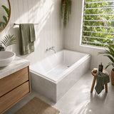 Broadway Alpha Bath Rectangle Acrylic Drop In Bathtub With Non-slip Base & Tiling Bead Available 1490/1700/1800mm Gloss White