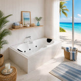 Broadway Andorra Acrylic Rectangular Drop-in Spa Bathtub 1790x1100x530mm - Gloss White