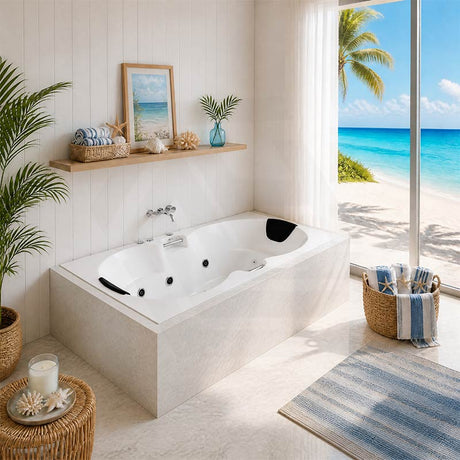 Broadway Andorra Acrylic Rectangular Drop-in Spa Bath 1790x1100x530mm - Gloss White