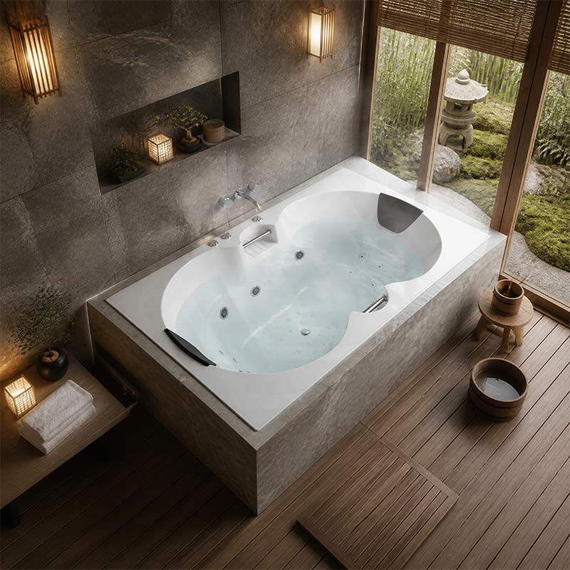 Broadway Andorra Acrylic Rectangular Drop-in Spa Bathtub 1790x1100x530mm - Gloss White