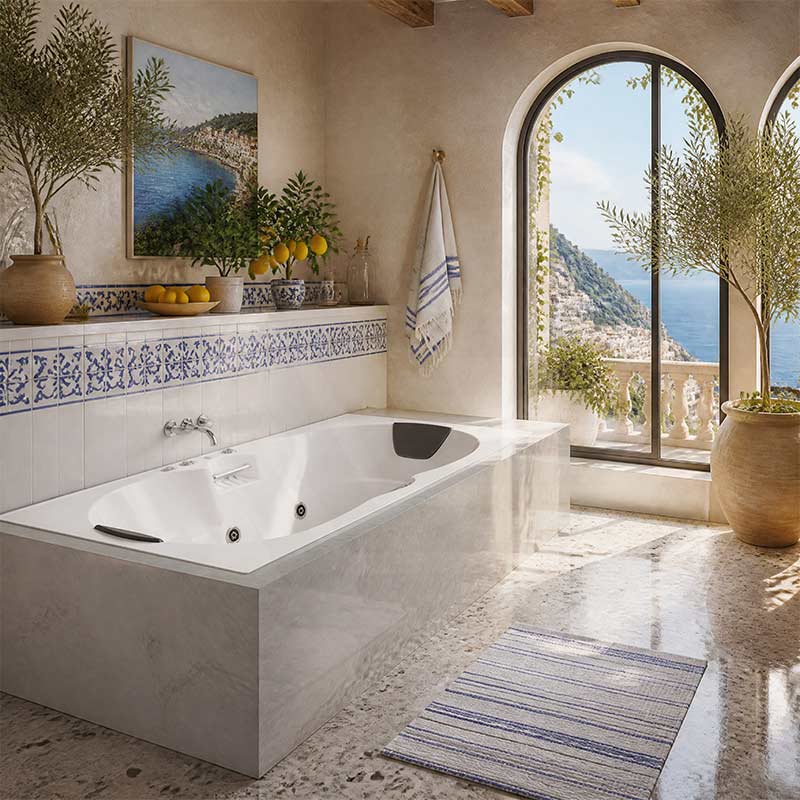 Broadway Andorra Acrylic Rectangular Drop-in Spa Bathtub 1790x1100x530mm - Gloss White